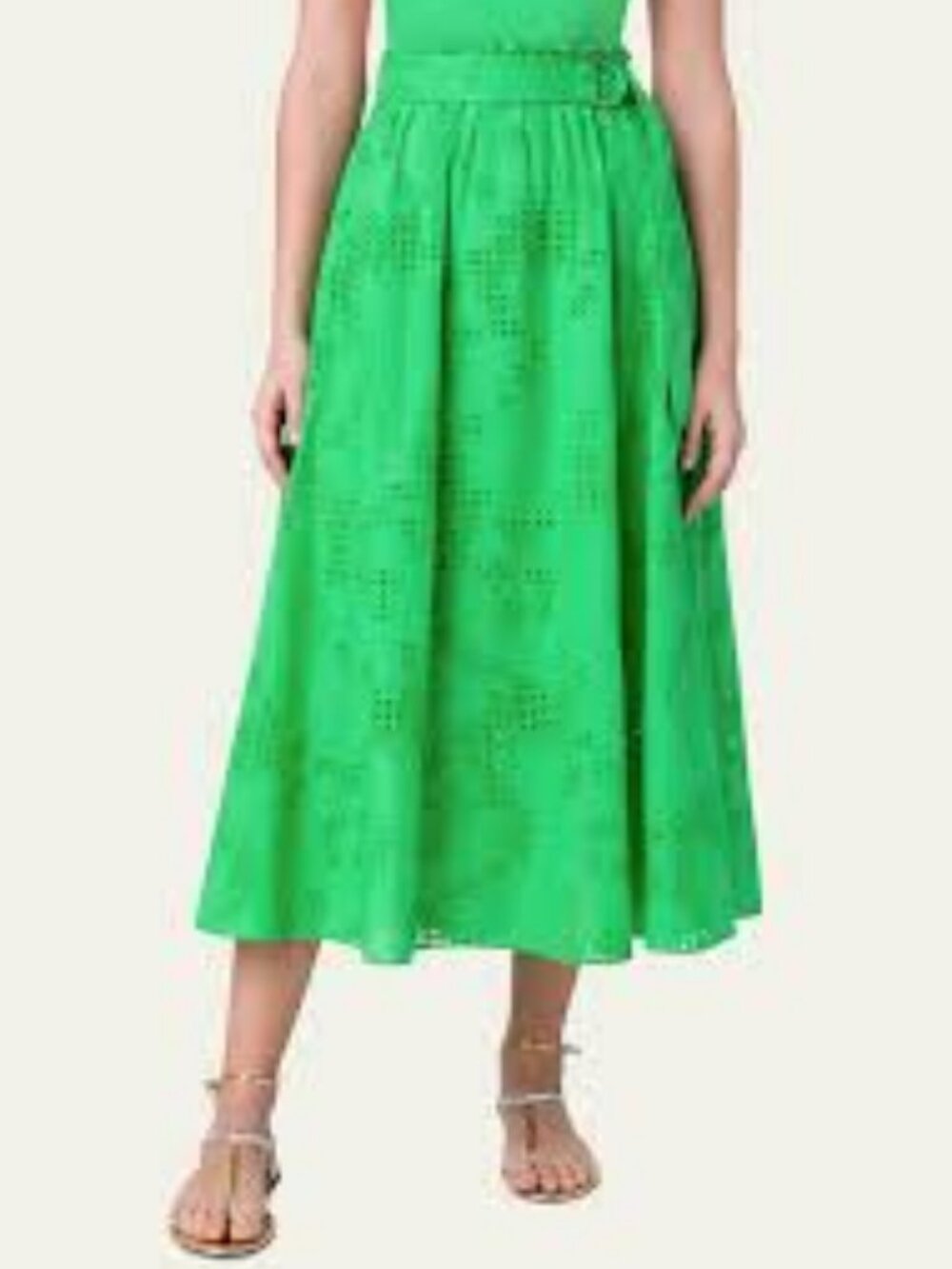 47 - NWT AKRIS PUNTO KALEIDOSCOPE EYELET COTTON POPLIN MIDI SKIRT